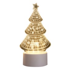 Time Leisure USB創意3D壓克力LED床頭小夜燈禮物 聖誕樹, 暖光色