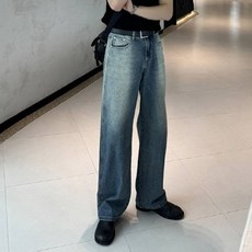 레이먼 남성용 다이칸 워싱 와이드 데님 팬츠
