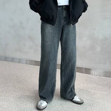 레이먼 남성용 팬디스 워싱 와이드 데님 팬츠