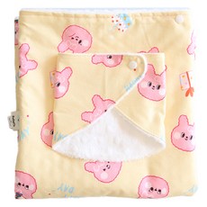 Dodoya 嬰幼兒用快樂兔子斗篷毯 5mm + 圓形圍兜組, 混色