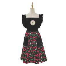 페이퍼먼츠 로즈 앤 블랙 베이킹 예쁜 앞치마 00144, 자수포켓, 1개