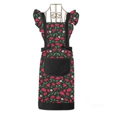 페이퍼먼츠 로즈 앤 블랙 베이킹 예쁜 앞치마 00144, 프릴, 1개