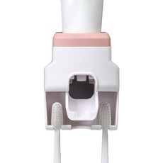 PEONIST 一鍵式牙膏機與牙刷架, 1個, 粉紅色