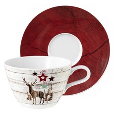 셀트만바이덴 크리스마스 라이프 커피컵 0.37L + 소서 세트, 혼합색상, 1세트