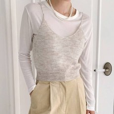 針織馬海毛混色層次感針織桑德里克背心