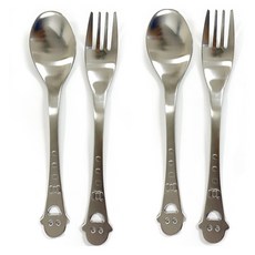 安心兒童不鏽鋼微笑湯匙+叉子組, 2套