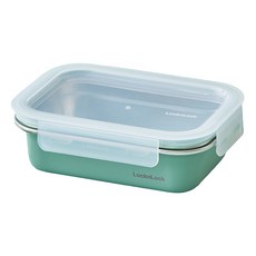 LocknLock 樂扣樂扣 粉彩不鏽鋼保鮮盒 綠色 600ml, 1個, 盒身 + 上蓋