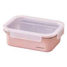LocknLock 樂扣樂扣 粉彩不鏽鋼保鮮盒 粉色 1.2L, 1個, 盒身 + 上蓋