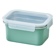 LocknLock 樂扣樂扣 粉彩不鏽鋼保鮮盒 綠色 1L, 1個, 盒身 + 上蓋