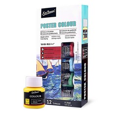 xinbowen 東亞PMS 海報顏料, 12色, 25ml