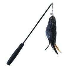 PURPLEPET 貓咪獵狐釣竿玩具, 黑色狐狸毛, 1個