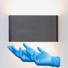 DAYON KS產品 室內裝潢照明 LED 現代壁燈 室內 室外 防水 8W + 丁腈手套 2件組, 黑色