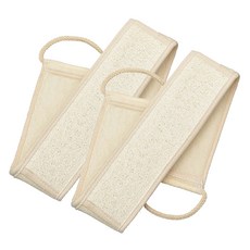 RIVER-GREEN 長柄絲瓜搓澡巾, 白色 + 米色, 2個, 1入