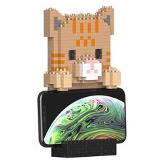 起司虎斑貓手機支架積木 S, 混合色, 1個