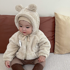 Bebeniz 嬰兒柔軟抓絨毛小熊連帽毛衣