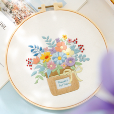 Simple Line 法式刺繡 DIY 興趣組合, 1套, 籃子