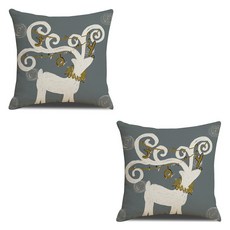 Atihome 摩登麋鹿樹聖誕抱枕套 2入