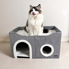 Petca 貓屋Plus雙層躲貓貓屋, 灰色, 1個