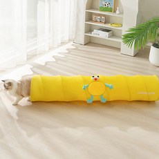 貓之夢 大眼睛網狀堅固可折疊貓咪玩具隧道 00168 120cm, 黃色, 1個