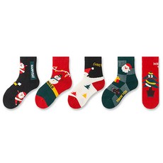 하라로이 아동용 작은 눈사람 보온 양말 5켤레 세트