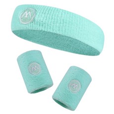 運動手腕保護套 2入 + 髮帶, 薄荷綠, 1組