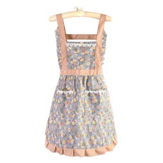 피어니스트 플로럴 러블리 프릴 주방 앞치마, 블루, 1개