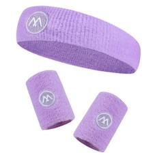 運動手腕保護套 2入 + 髮帶, 紫色, 1組