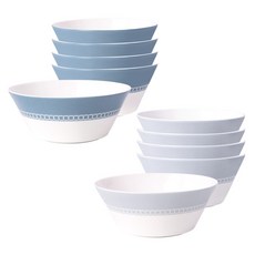 HANKOOK CHINAWARE 骨瓷 雅凜 大碗 2款 x 5入組, 藍色, 灰色, 1套