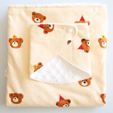 Dodoya 嬰幼兒用 Happy Bear Day 披風毯 5mm + 圓形圍兜巾套組, 混合色
