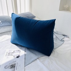 호옴 순면 대형 삼각 침대 등받이 쿠션, 모던 피콕 블루