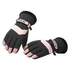 앤티스 여성용 스마트터치 스키장갑 양손착용, 트리밍블랙, 1세트