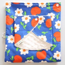 Dodoya 嬰幼兒鮮豔花朵斗篷毯 5mm + 圓形圍兜兜套組, 混合顏色