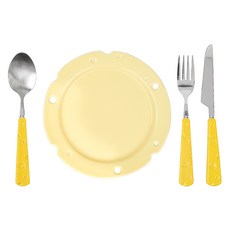 인블룸 치즈 플레이팅 접시 + 커트러리 세트 4p, 옐로우 체다, 접시 + 나이프 + 스푼 + 포크, 1세트