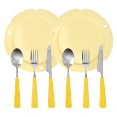 inbloom 起司擺盤餐盤 + 餐具組 8p, 黃色切達起司, 盤子 2p + 刀子 2p + 湯匙 2p + 叉子 2p, 1套