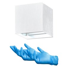 DAYON LED 8W 現代方形室內外KS產品環形壁燈 可調光線角度 + 丁腈手套 2件組, 暖白光(白色)