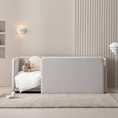 레이디가구 레브 기능성 패브릭 데이베드 아기침대 슬림형 프레임 + 안전가드 높은형 세트 방문설치, 크림베이지