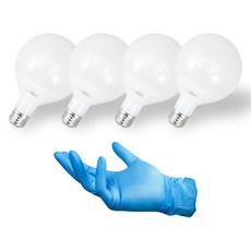 DAYON LED G95 長款球形燈泡 12W 4入 + 丁腈手套組, 1套, 白光