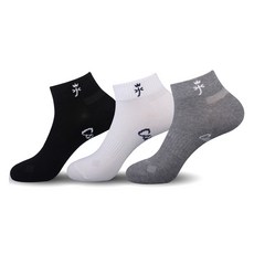 까스텔바작 논쿠션 단목 양말 CSM-14, 화이트 + 그레이 + 블랙, 3개