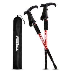 T-REX 4段式伸縮鋁製輕量登山杖, TREX 登山杖 T-Shape_Red (2P), 2個