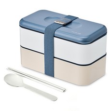 텀스 컬러샌드 런치박스 1110ml + 수저 세트, 블루베이지, 1세트