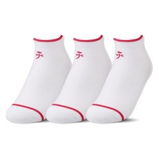 까스텔바작 남녀공용 스니커즈 캐주얼 양말 3족 세트 CSW-08, 화이트레드, 1세트