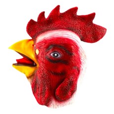 角色扮演面具 土雞 36.5 x 33.5 cm 開口 34cm, 1個, 白色 + 紅色