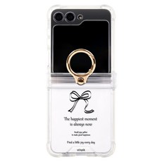 유스픽 디자인 시즌2 힌지보호 간편한 핸드링 휴대폰 케이스 발레코어리본타이 갤럭시Z플립5(F731), 29 블랙숏리본, 1개