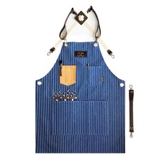Kandeo Leather Croco 圍裙, 藍色條紋, 1個