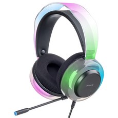 아이리버 가상 7.1채널 LED 노이즈캔슬링 마이크 USB 게이밍 헤드셋 + C타입 변환 젠더 세트, 블랙, Aurora GH6