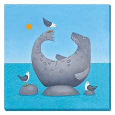 아트마트 동물 일러스트 아이방 포스터 Born to Fish 에일사 블랙, 캔버스액자