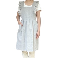 엘쏘 플로리스트 카페 신혼 린넨 프릴 앞치마 FREE, 그레이, 1개