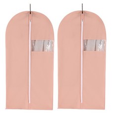 Roiwing 簡約透明窗掛式衣物防塵套 防水 粉紅色, 2個, 1入