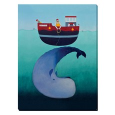 아트마트 동물 일러스트 아이방 포스터 Merry Jackie and the Whale 에일사 블랙, 캔버스액자