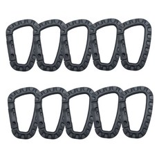 多功能露營天幕繩扣 帳篷戶外多用途鑰匙圈扣環 55 x 75 mm, 黑色, 10個